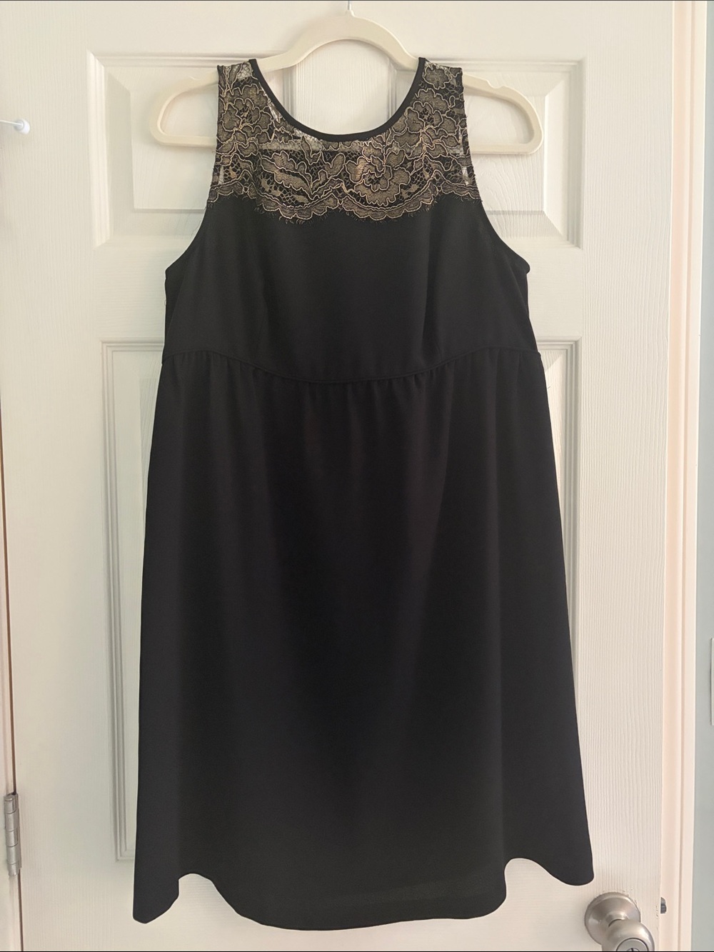 Loft Black Lace Yoke Sleeveless Dress (maternity)